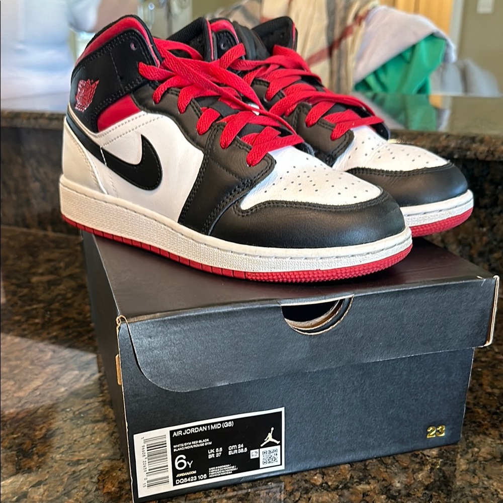 White/Gym Red-Black Air Jordan’s 1 Mid